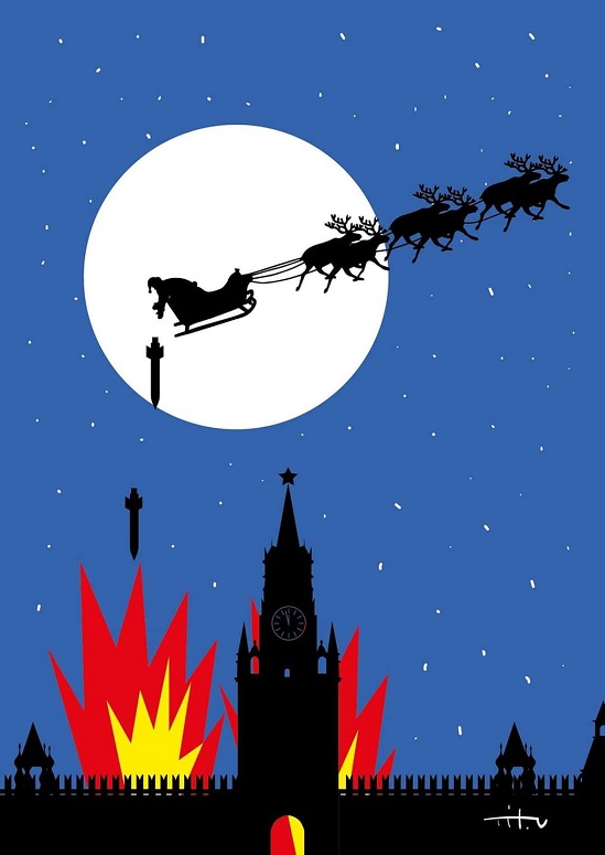Бомби на Кремль – від Санта Клауса: художник Нікіта Тітов передав агресорам “новорічні побажання”